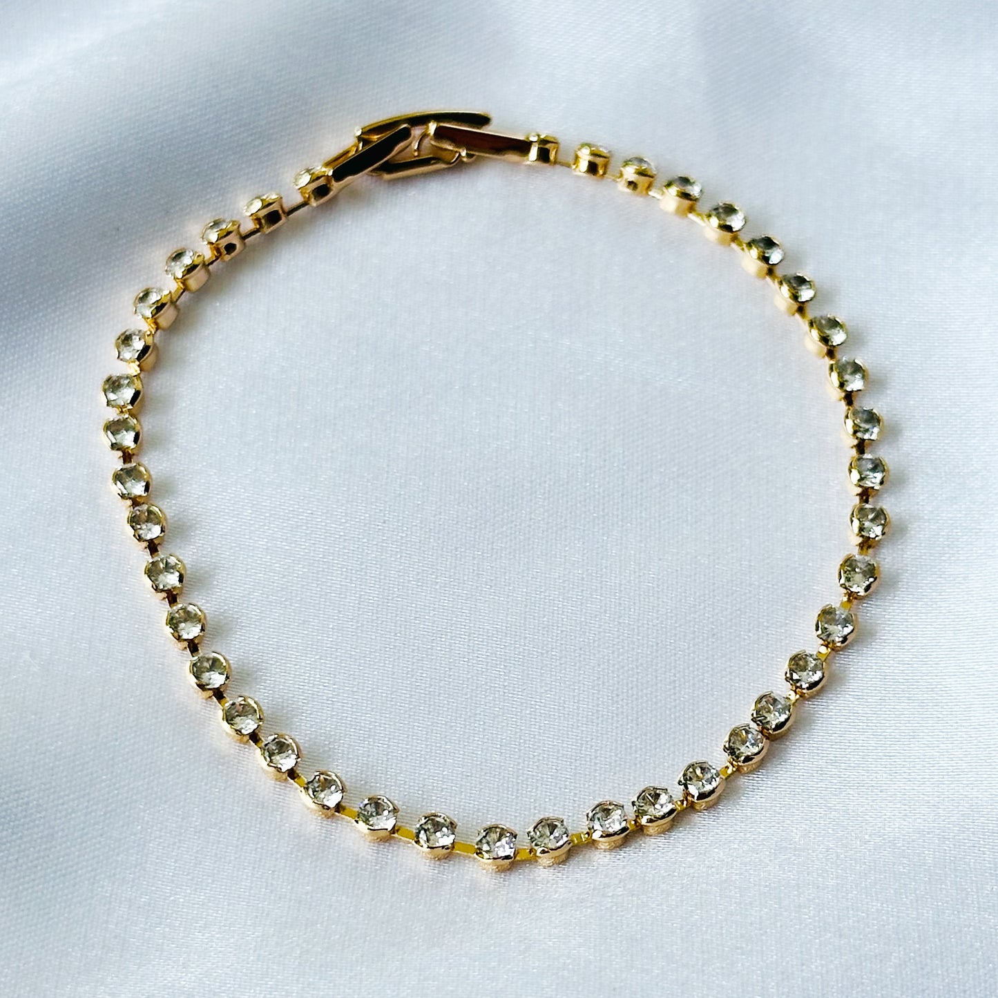 American Diamond Gold Plated Chain Bracelet