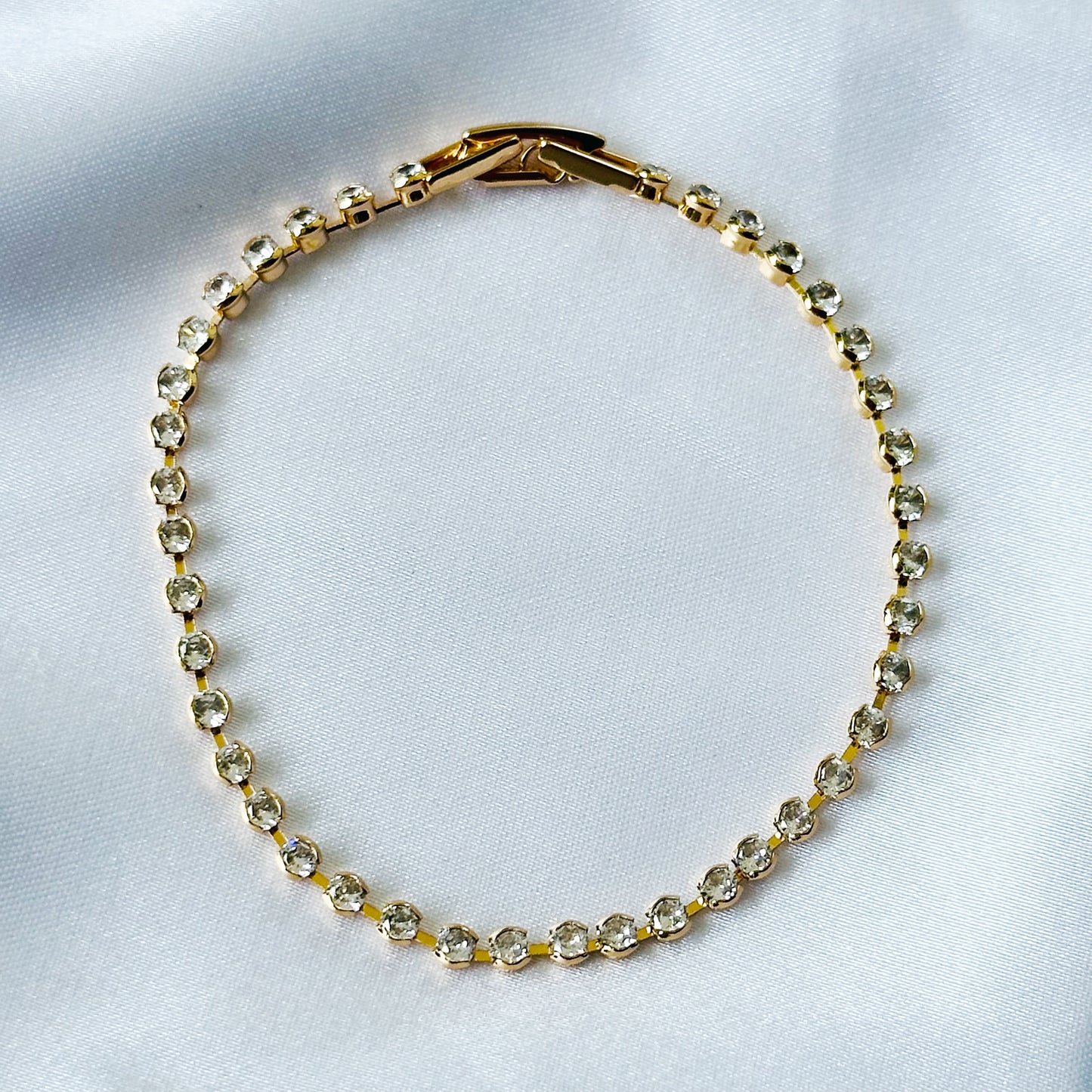 American Diamond Gold Plated Chain Bracelet