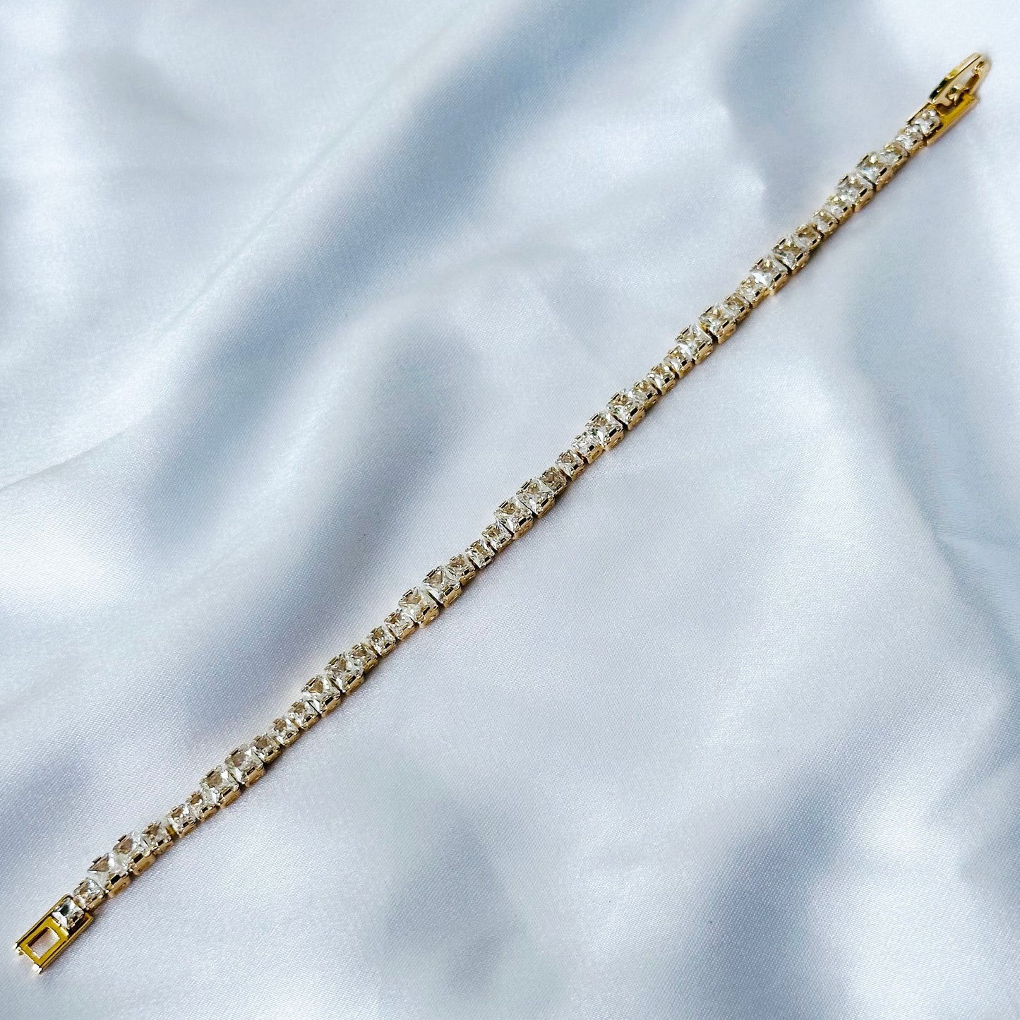 American Diamond Gold Plated Chain Bracelet