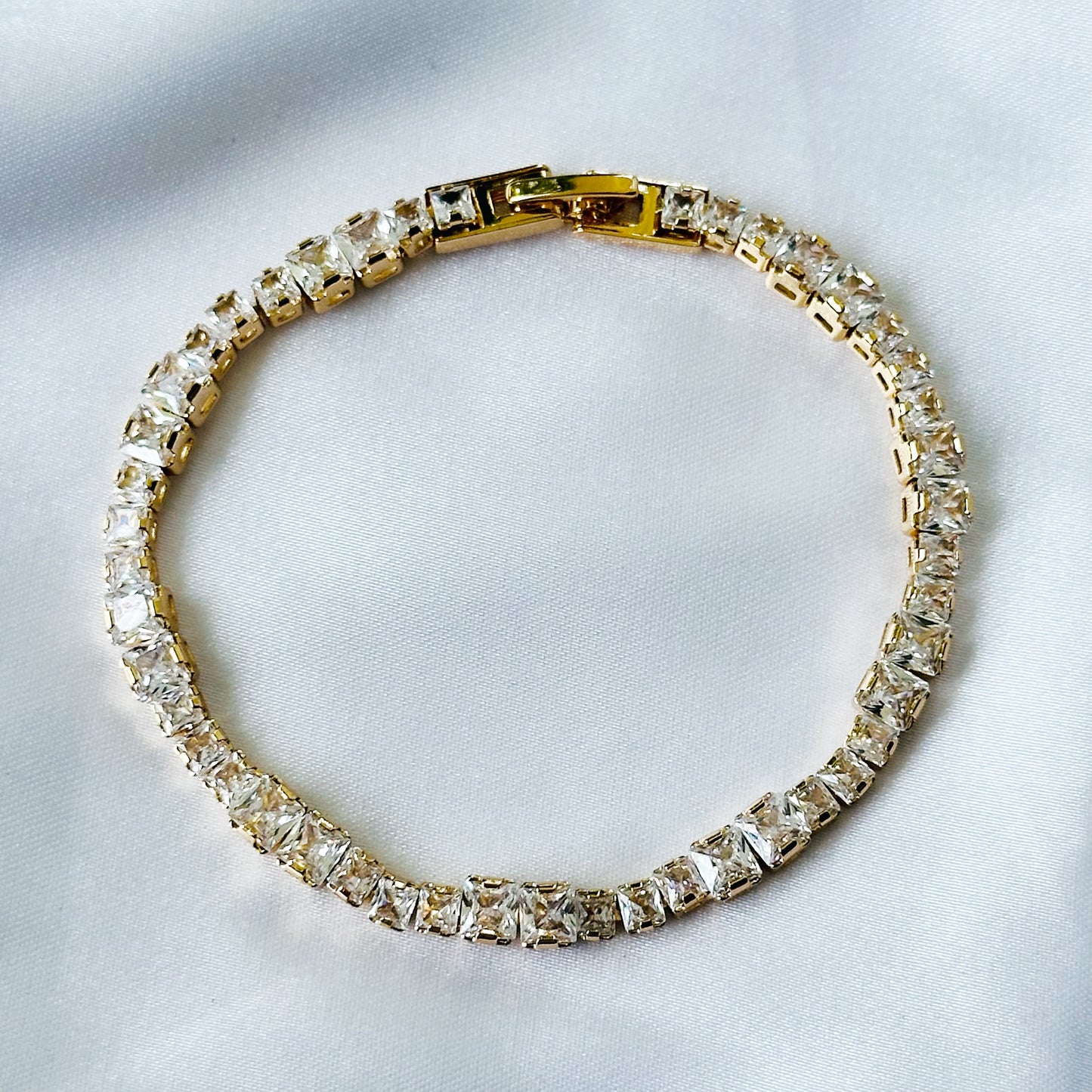American Diamond Gold Plated Chain Bracelet