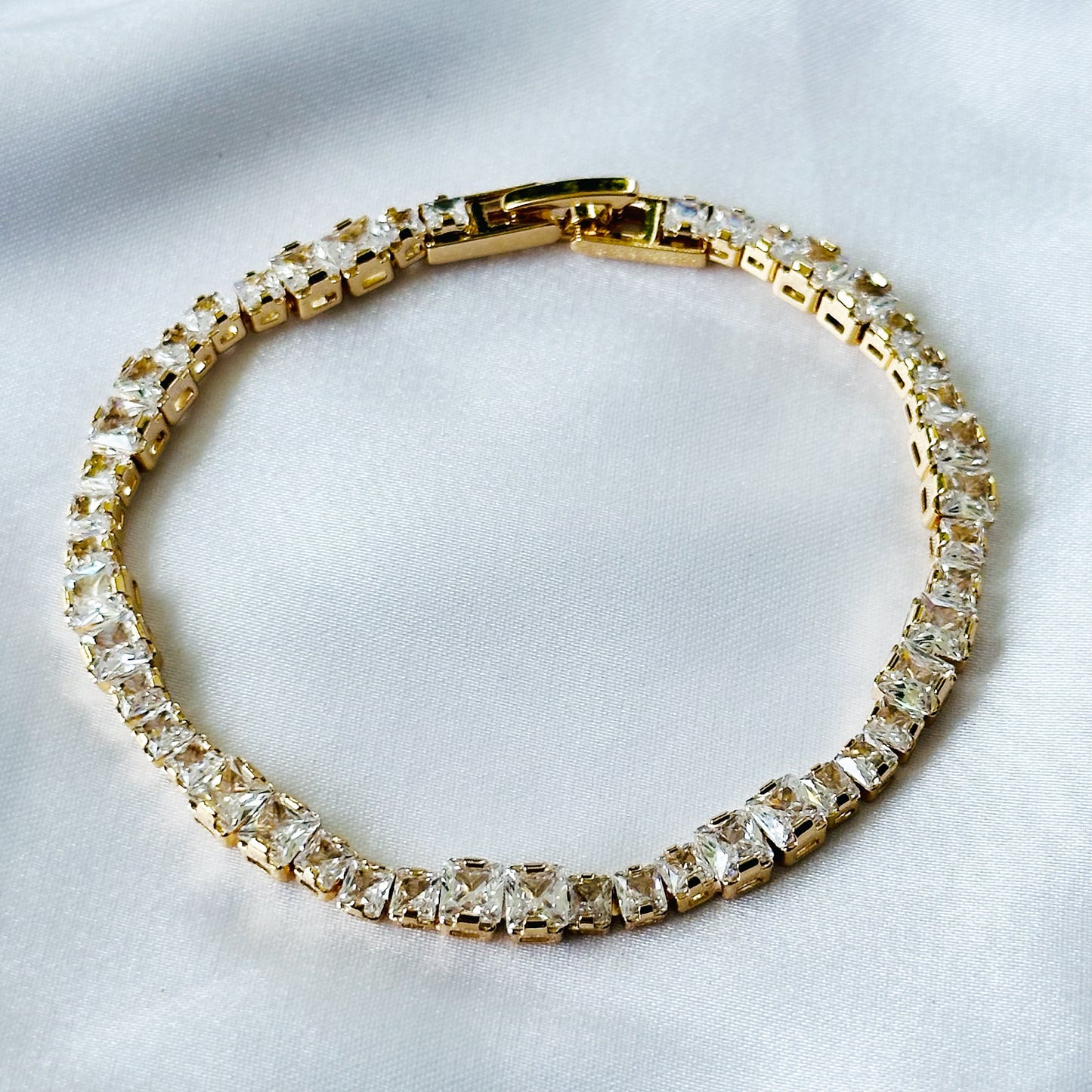 American Diamond Gold Plated Chain Bracelet