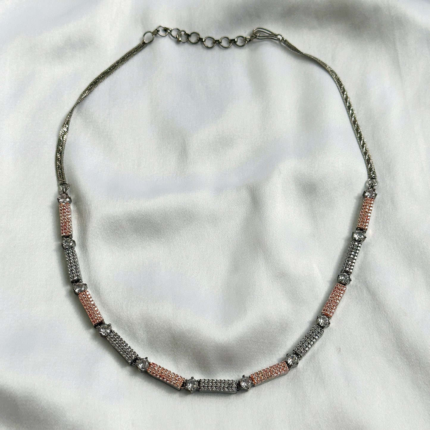 Victorian Design American Diamond Rose Gold Plated Necklace Set