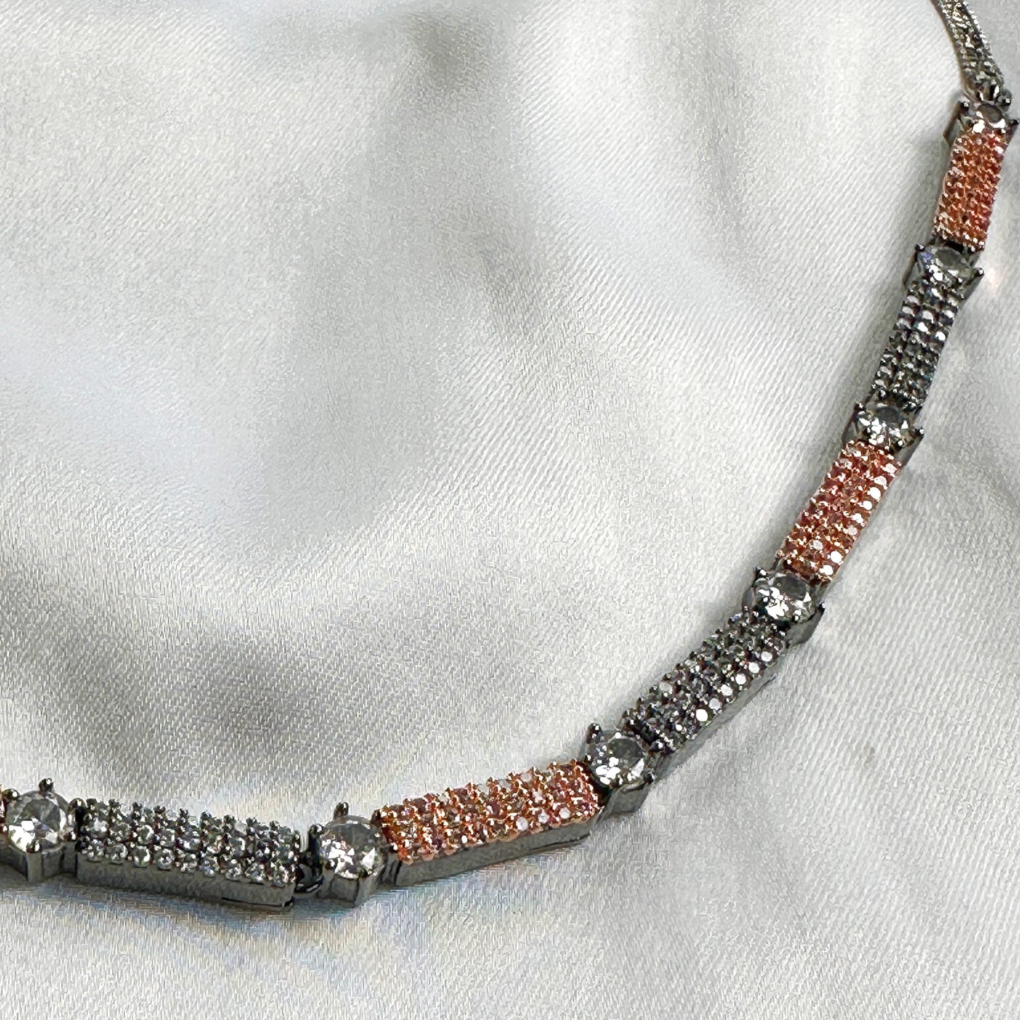 Victorian Design American Diamond Rose Gold Plated Necklace Set
