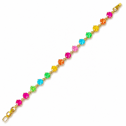 Multi Color Sugar Stones Gold Plated Stainless Steel Bracelet
