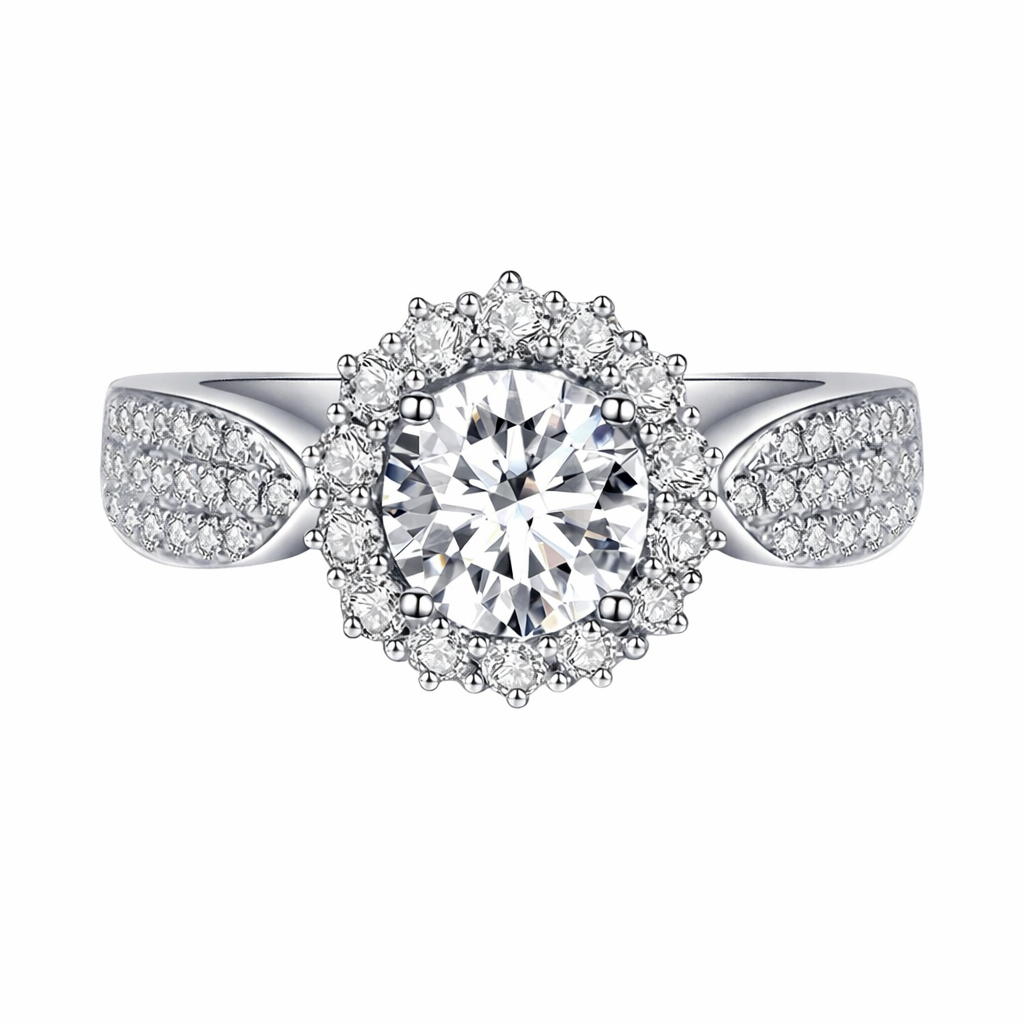 Solitaire Cubic Zirconia Ice Cut American Diamond Silver Plated Adjustable Ring