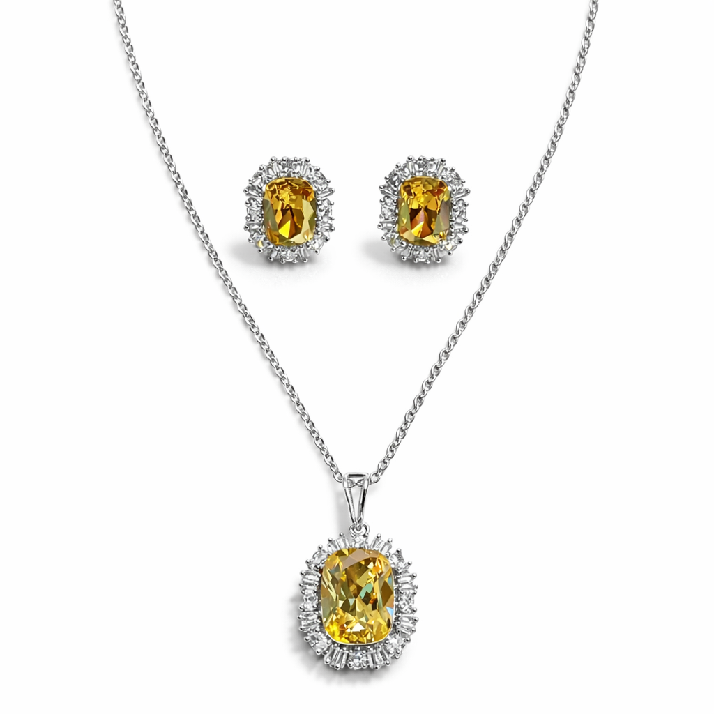 Jonquil Swarovski Crystal Silver Plated Pendant Set