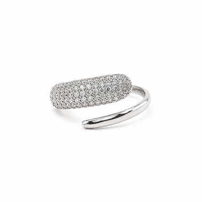 Solitaire Cubic Zirconia American Diamond Silver Plated Adjustable Ring