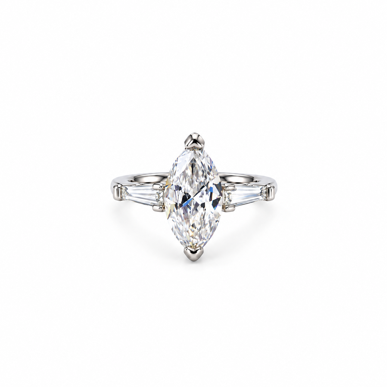 Solitaire Cubic Zirconia Ice Cut American Diamond Silver Plated Adjustable Ring