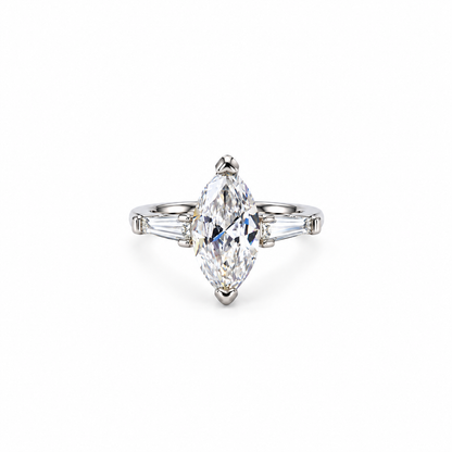 Solitaire Cubic Zirconia Ice Cut American Diamond Silver Plated Adjustable Ring