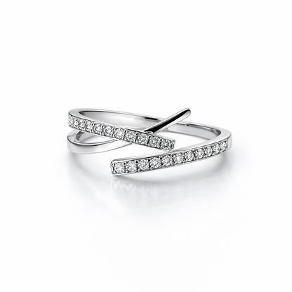 Solitaire Cubic Zirconia Ice Cut American Diamond Silver Plated Adjustable Ring