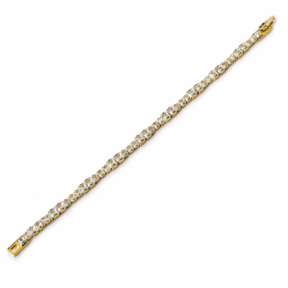 Solitaire Cubic Zirconia American Diamond Gold Plated Bracelet