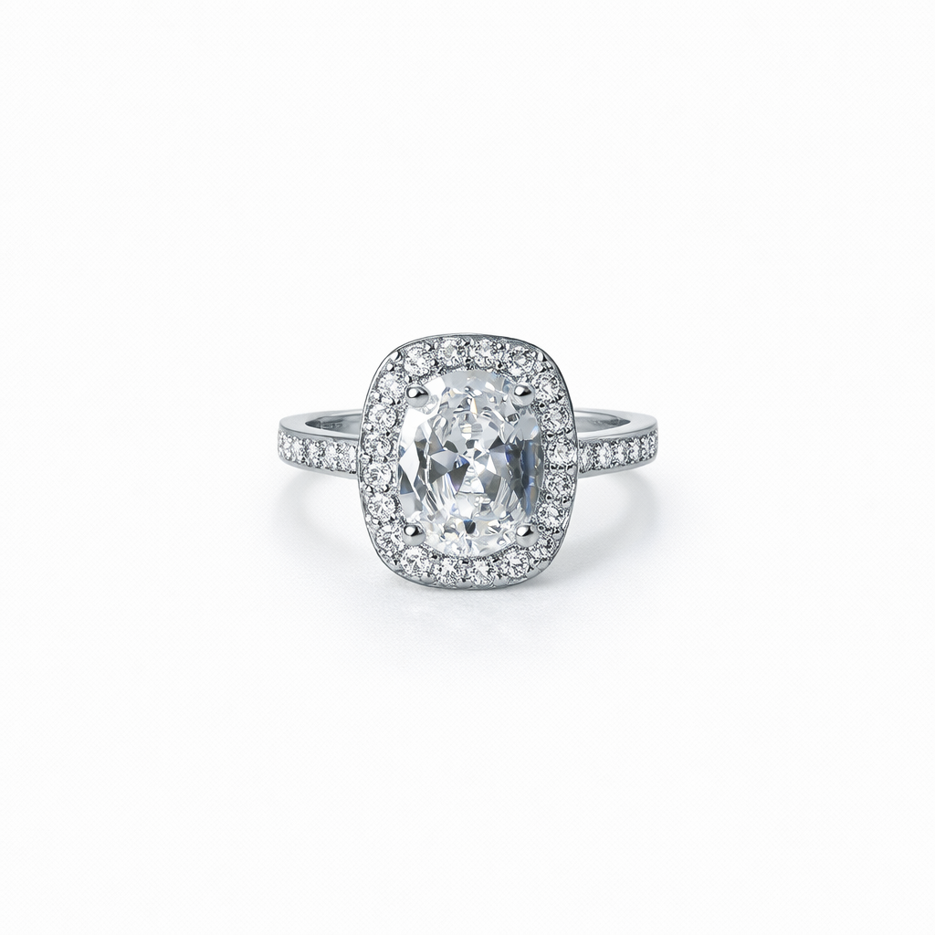 Solitaire Cubic Zirconia Ice Cut American Diamond Silver Plated Adjustable Ring