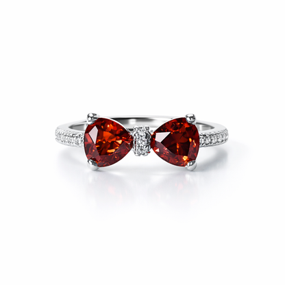 Red Ruby Cubic Zirconia American Diamond Silver Plated Adjustable Ring