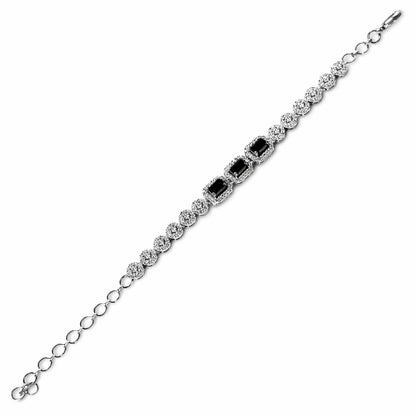 Black Cubic Zirconia American Diamond Silver Plated Bracelet