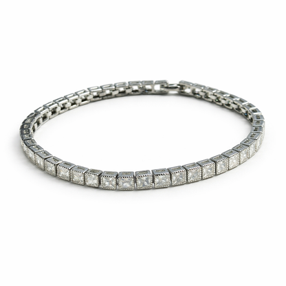 Solitaire Cubic Zirconia American Diamond Silver Plated Bracelet