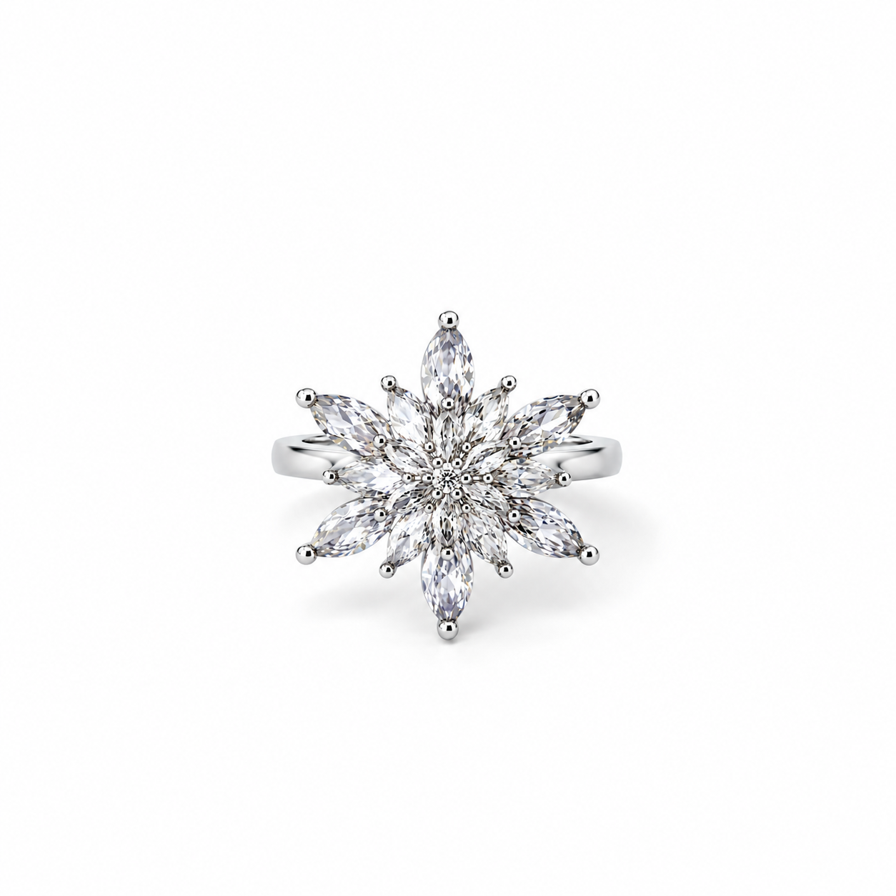 Solitaire Cubic Zirconia Ice Cut American Diamond Silver Plated Adjustable Ring