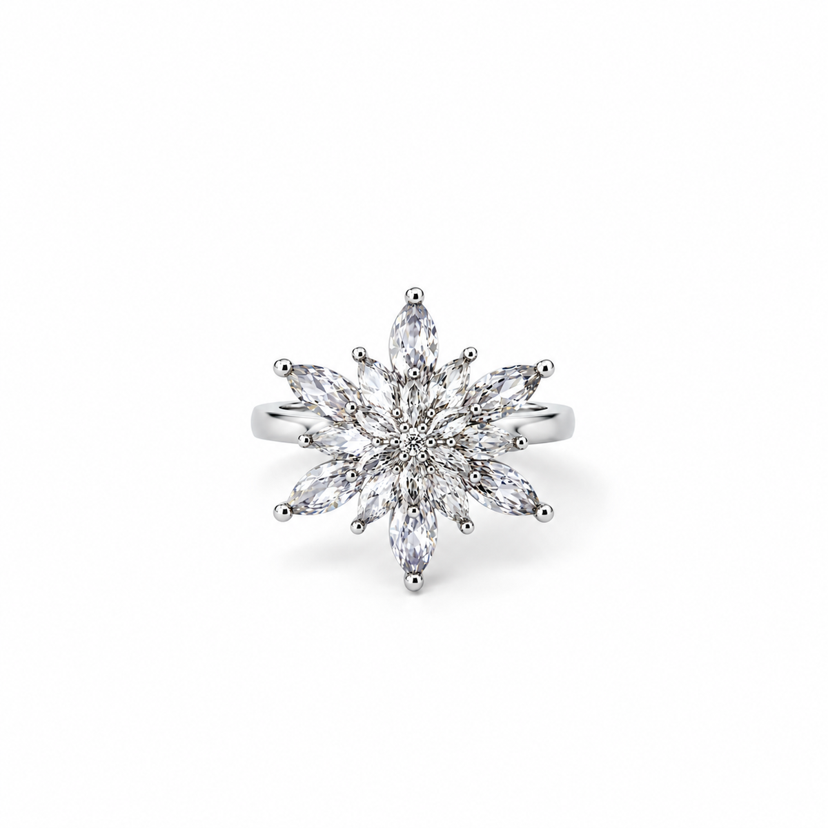 Solitaire Cubic Zirconia Ice Cut American Diamond Silver Plated Adjustable Ring