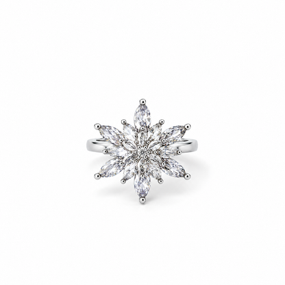 Solitaire Cubic Zirconia Ice Cut American Diamond Silver Plated Adjustable Ring