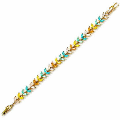 Multi Color Sugar Stones Gold Plated Stainless Steel Bracelet