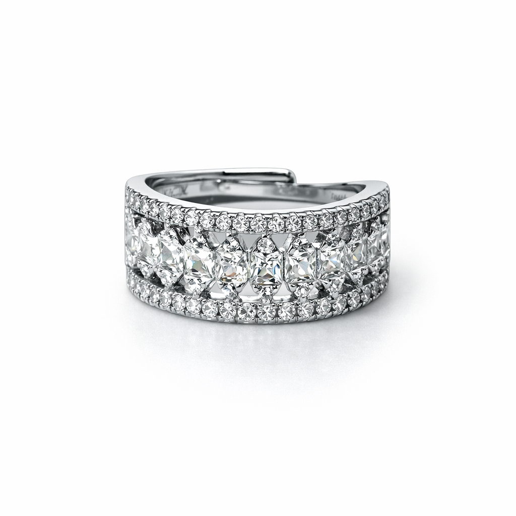 Solitaire Cubic Zirconia Ice Cut American Diamond Silver Plated Adjustable Ring