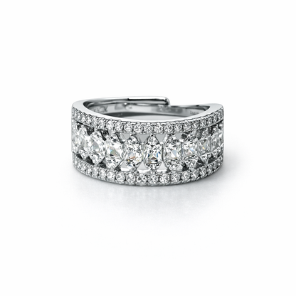 Solitaire Cubic Zirconia Ice Cut American Diamond Silver Plated Adjustable Ring