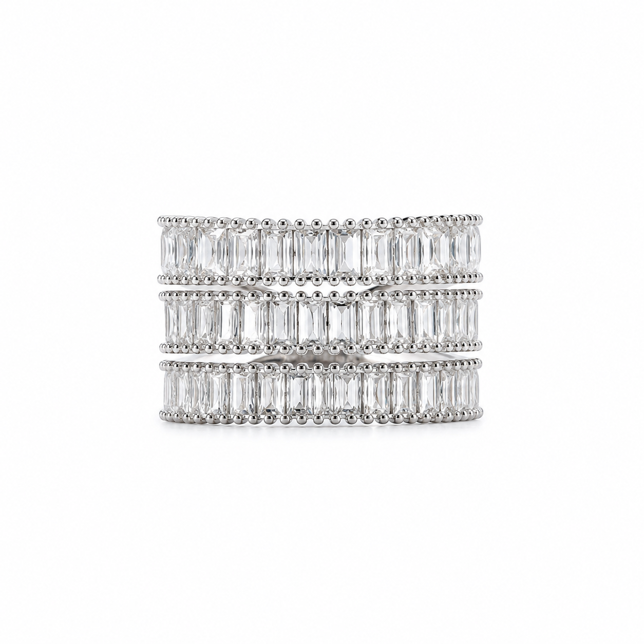 Solitaire Cubic Zirconia American Diamond Silver Plated Adjustable Ring