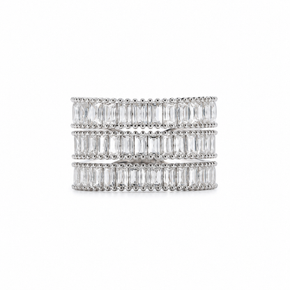 Solitaire Cubic Zirconia American Diamond Silver Plated Adjustable Ring