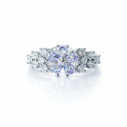 Light Purple Amethyst Cubic Zirconia American Diamond Silver Plated Adjustable Ring