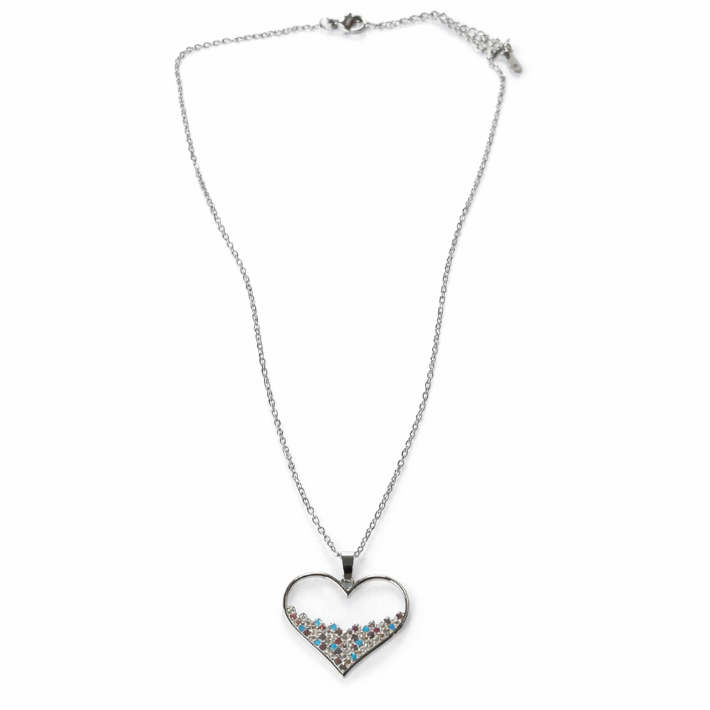 Heart Design American Diamond Silver Plated Anti-Tarnish Necklace