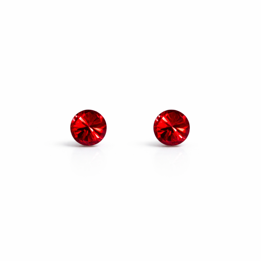 Red Siam Swarovski Crystal Silver Plated Stud Earrings