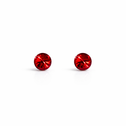Red Siam Swarovski Crystal Silver Plated Stud Earrings