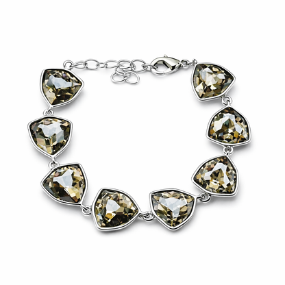 Black Morion Swarovski Crystal Silver Plated Chain Bracelet