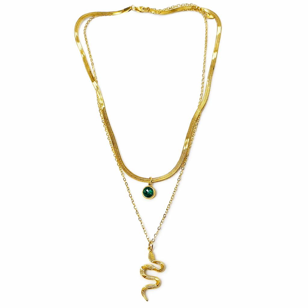 Snake American Diamond Gold Plated Anti-Tarnish Necklace