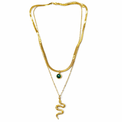 Snake American Diamond Gold Plated Anti-Tarnish Necklace