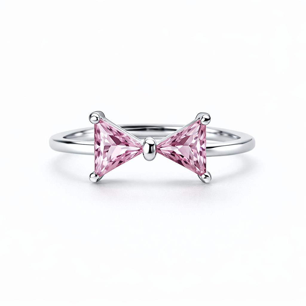 Pink Topaz Cubic Zirconia American Diamond Silver Plated Adjustable Ring
