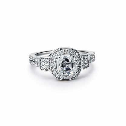 Solitaire Cubic Zirconia American Diamond Silver Plated Adjustable Ring