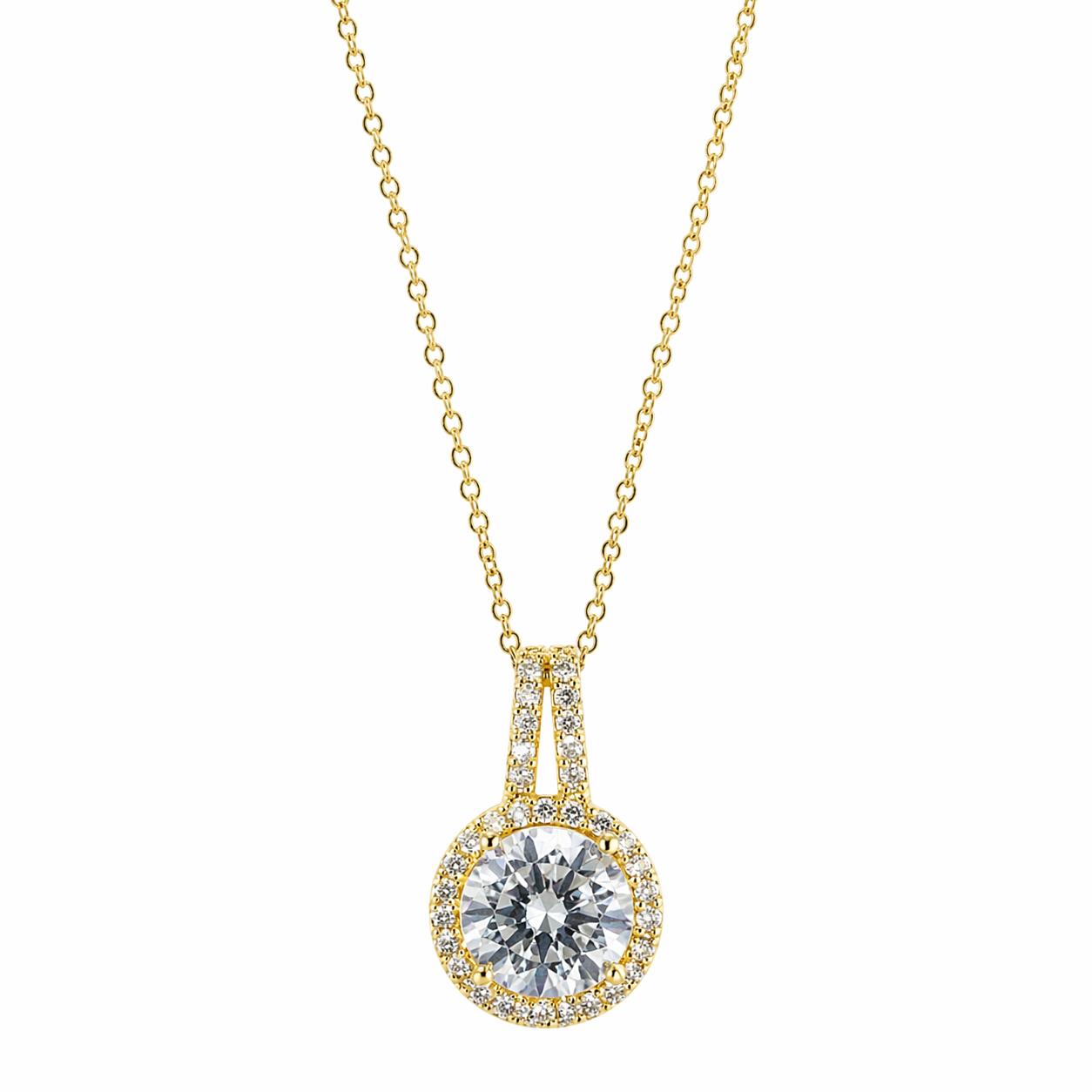 Soiltaire Cubic Zirconia American Diamond Gold Plated Anti-Tarnish Necklace