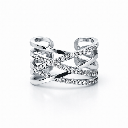 Solitaire Cubic Zirconia Ice Cut American Diamond Silver Plated Adjustable Ring