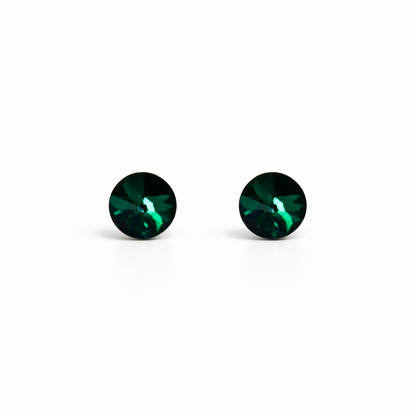 Green Emerald Swarovski Crystal Silver Plated Stud Earrings