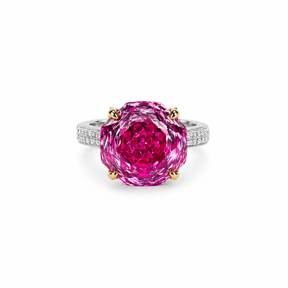 Fuchsia White Pink Topaz Cubic Zirconia Ice Cut American Diamond Gold/Silver Plated Adjustable Ring