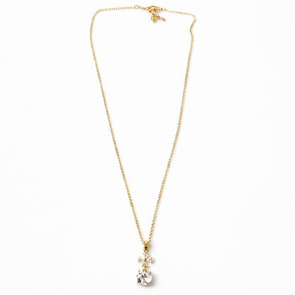 Cross Design American Diamond Gold Plated Anti-Tarnish Necklace