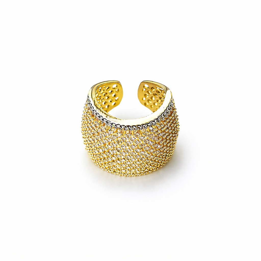 Solitaire Cubic Zirconia American Diamond Gold/Silver Plated Adjustable Ring
