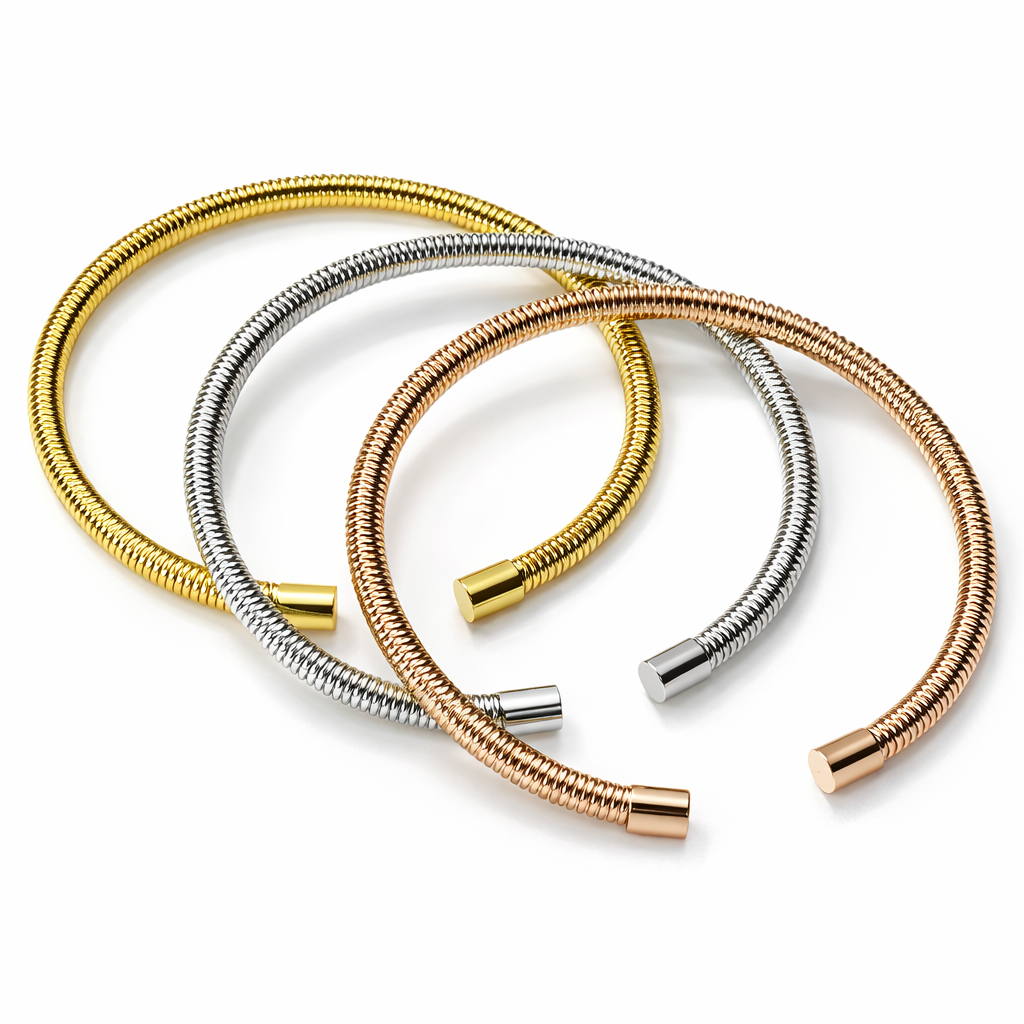 Gold/Silver/Rose Gold Plated Bangle Bracelet, Set of 3