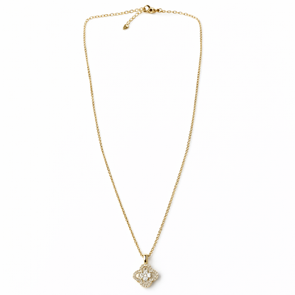 Flower Design American Diamond Gold Plated Anti-Tarnish Necklace