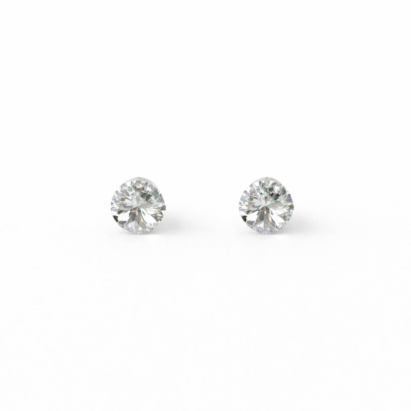 White Crystal Swarovski Crystal Silver Plated Stud Earrings