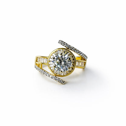 Solitaire Cubic Zirconia American Diamond Gold/Silver Plated Adjustable Ring