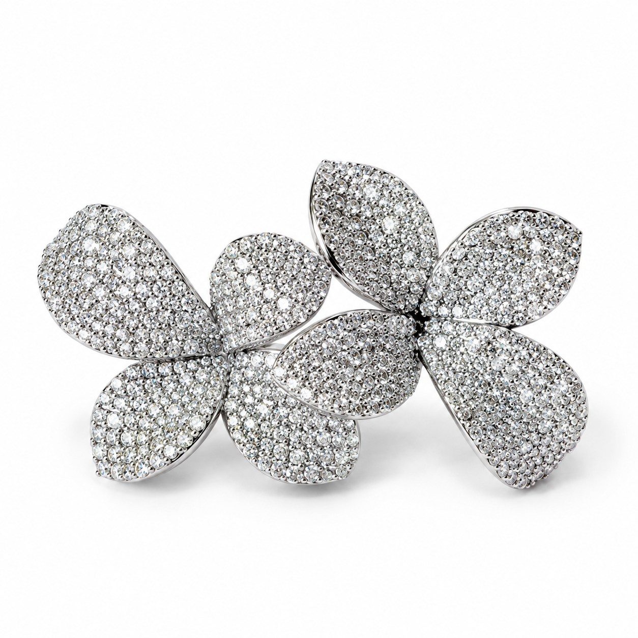 Solitaire Cubic Zirconia American Diamond Silver Plated Adjustable Ring