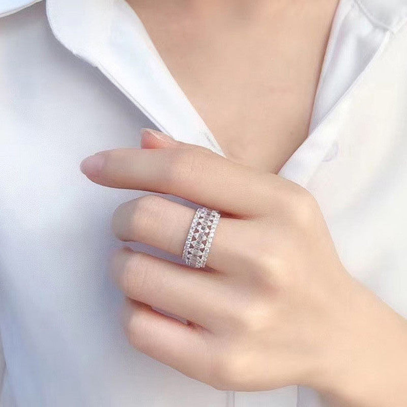 Solitaire Inspired CZ Silver-Plated Adjustable Ring