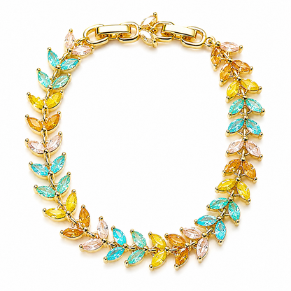 Multi Color Sugar Stones Gold Plated Stainless Steel Bracelet