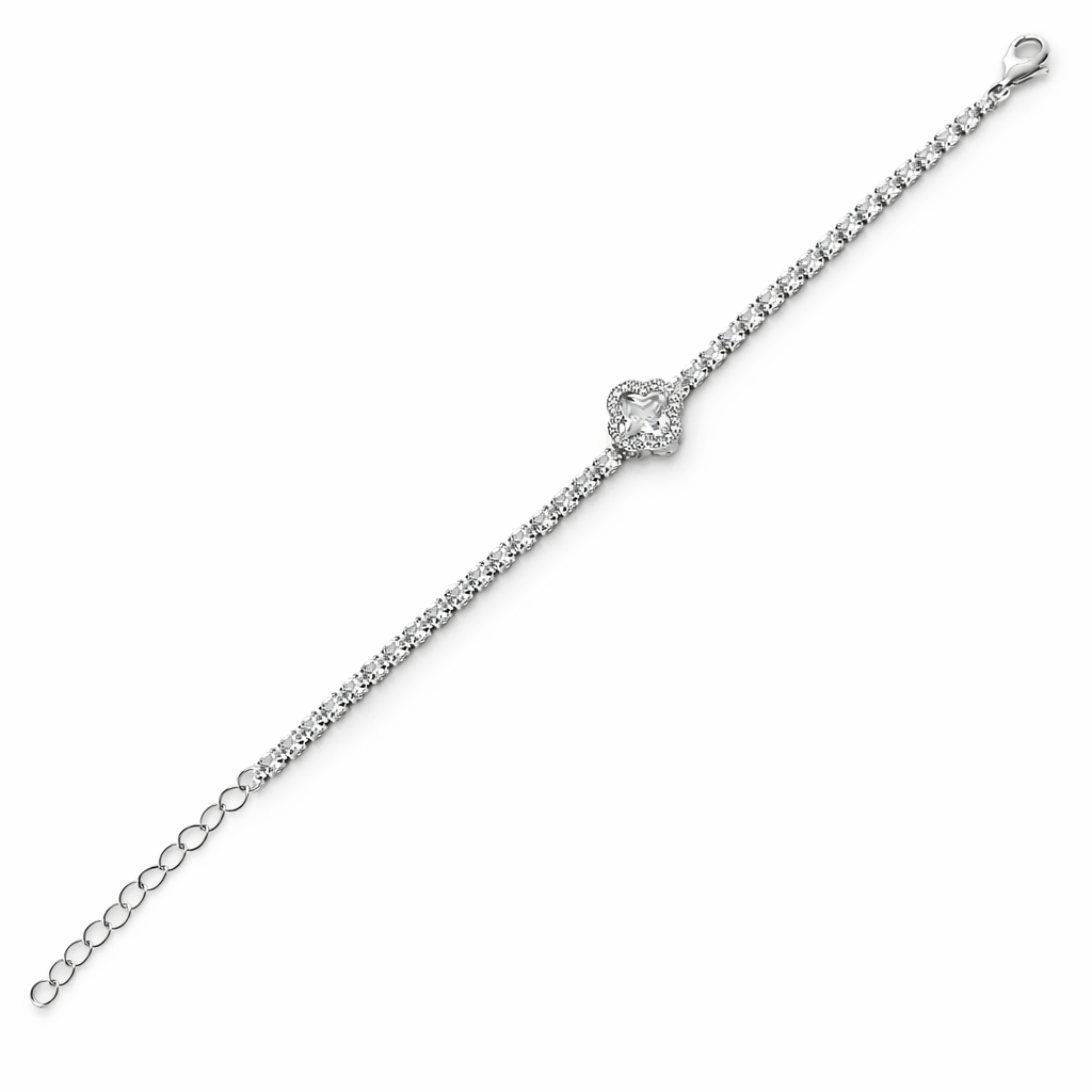 Solitaire Cubic Zirconia American Diamond Silver Plated Bracelet